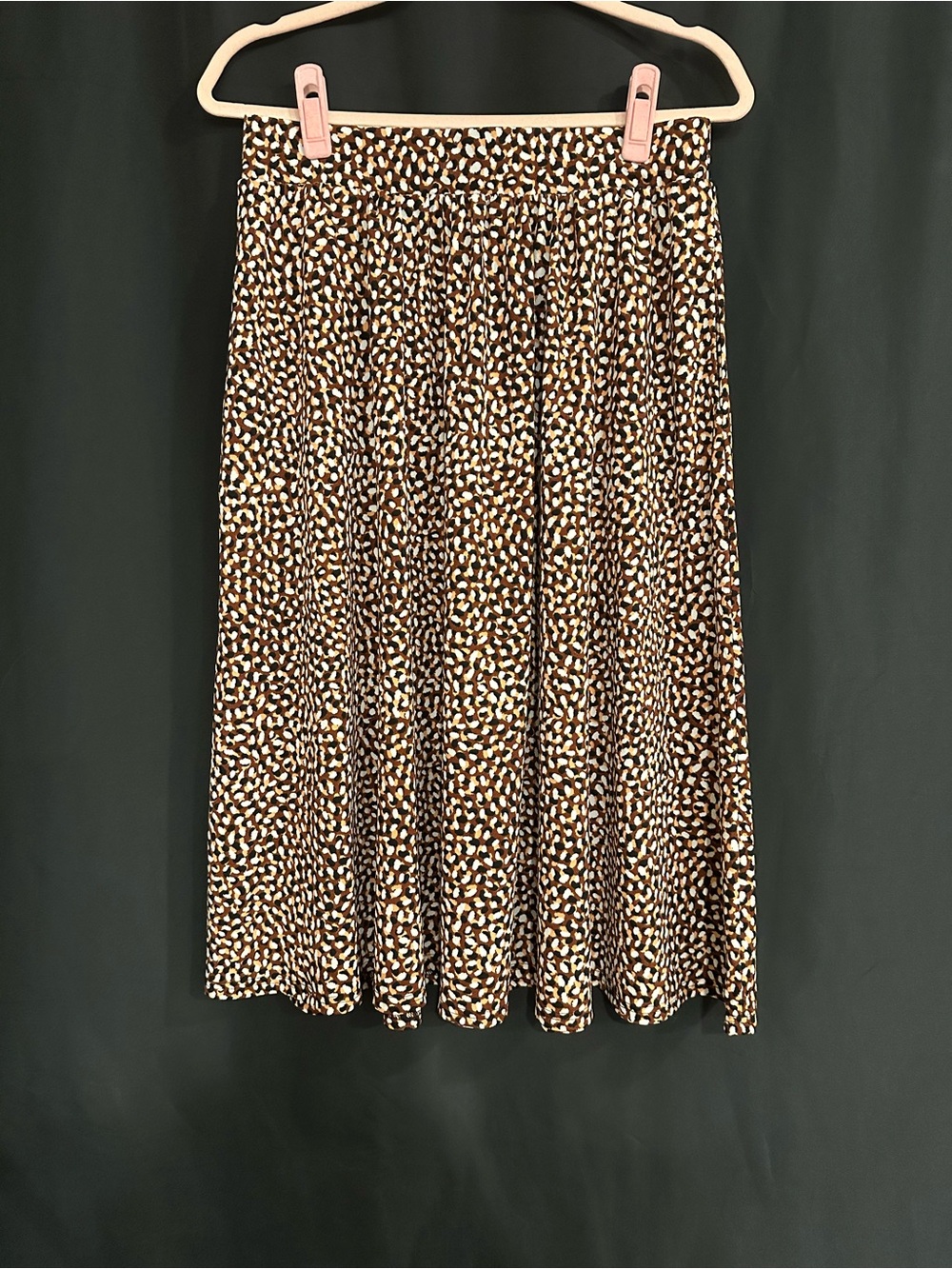 Leota Brown and Cream Printed Pleated Midi Skirt